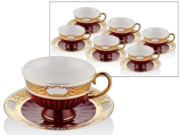 Joy Carmen Çay Fincan Takımı Rubens Kırmızı 1BBL-T1815R