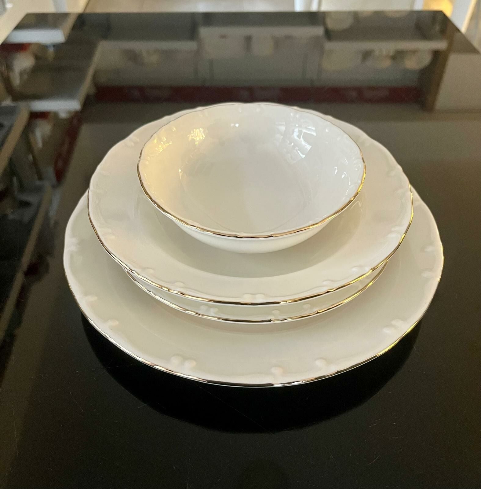 Ar Yıldız 24 Parça Liana Tulu Organik Gold Yemek Takımı