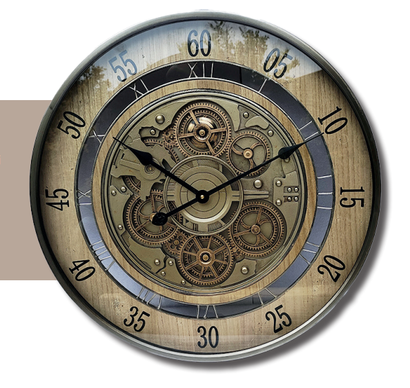 Arow Duvar Saati Dekoratif Krom Ahşap TR-1033