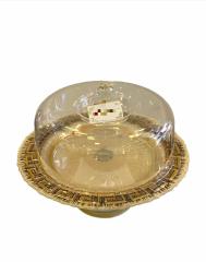 Biev Ayaklı Kek Fanusu Kapaklı Versace Brown TCH409