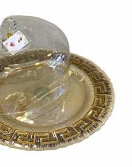 Biev Ayaklı Kek Fanusu Kapaklı Versace Brown TCH409