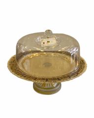 Biev Ayaklı Kek Fanusu Kapaklı Versace Brown TCH409