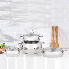 Nehir 8 Parça Silver Lüks Çelik Tencere Seti