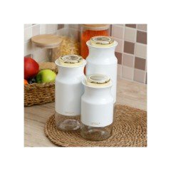 Arow Kavanoz Seti 3 Lü Lady Beyaz TR-1616