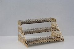 Çerçi Sunum 3 Katlı Makaron Aynalı Damla Gold SNM40