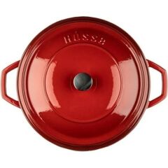Hosse 28 Cm Demir Döküm Kırmızı Kısa Tencere HS-STC28/B