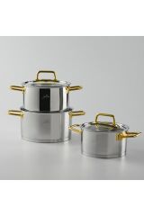 Jumbo Assos 3 Lü Midi Tencere Seti Titanyum Gold