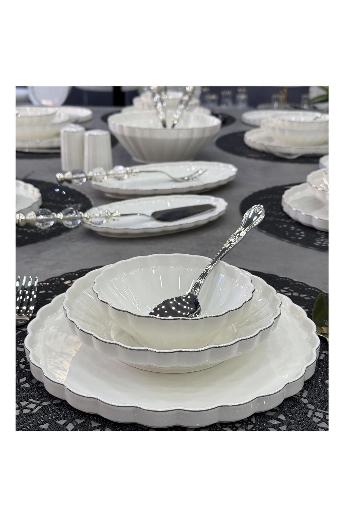 Mien 29 Parça Porselen Yemek Takımı Platin 24S02
