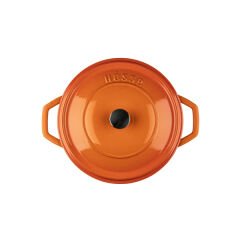 Hosse 28 Cm Demir Döküm Turuncu Kısa Tencere HS-STC28/T