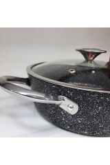 Oms 24 Cm Granit Kısa Tencere Siyah İndüksiyon 3316