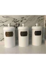 The Mia Kavanoz Seti Çay Şeker Kahve 1,2 Lt GLV0492 Beyaz