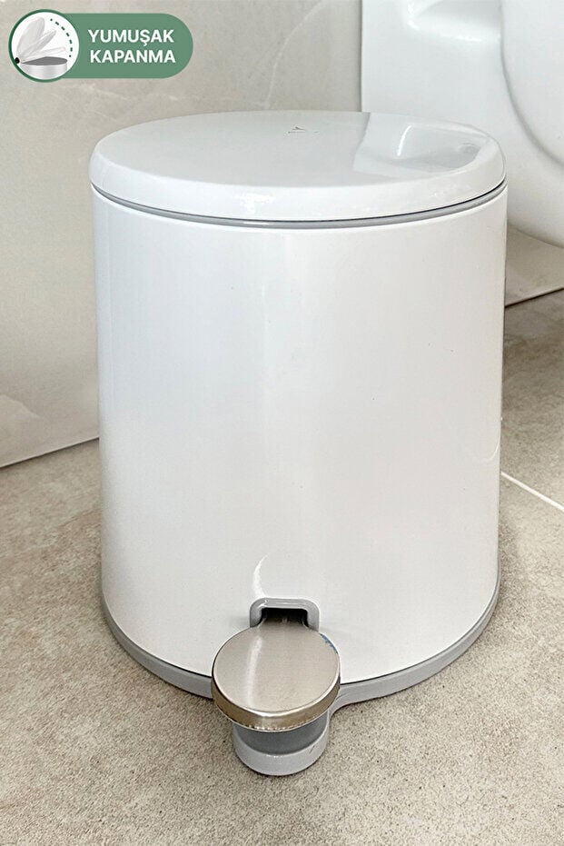 Primanova Cigo Pedallı Çöp Kovası 6 lt Beyaz/Gri M-E41-01-07