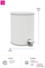 Primanova Cigo Pedallı Çöp Kovası 6 lt Beyaz/Gri M-E41-01-07