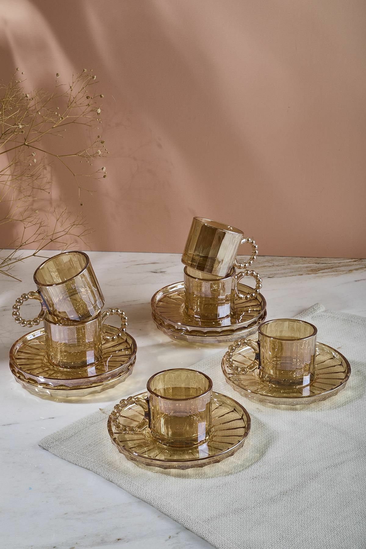 Perotti Kahve Takımı Ringo Line Amber Cam 15930