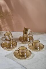 Perotti Kahve Takımı Ringo Line Amber Cam 15930