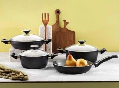 Aryıldız 7 Parça Monaco Tencere Seti Siyah