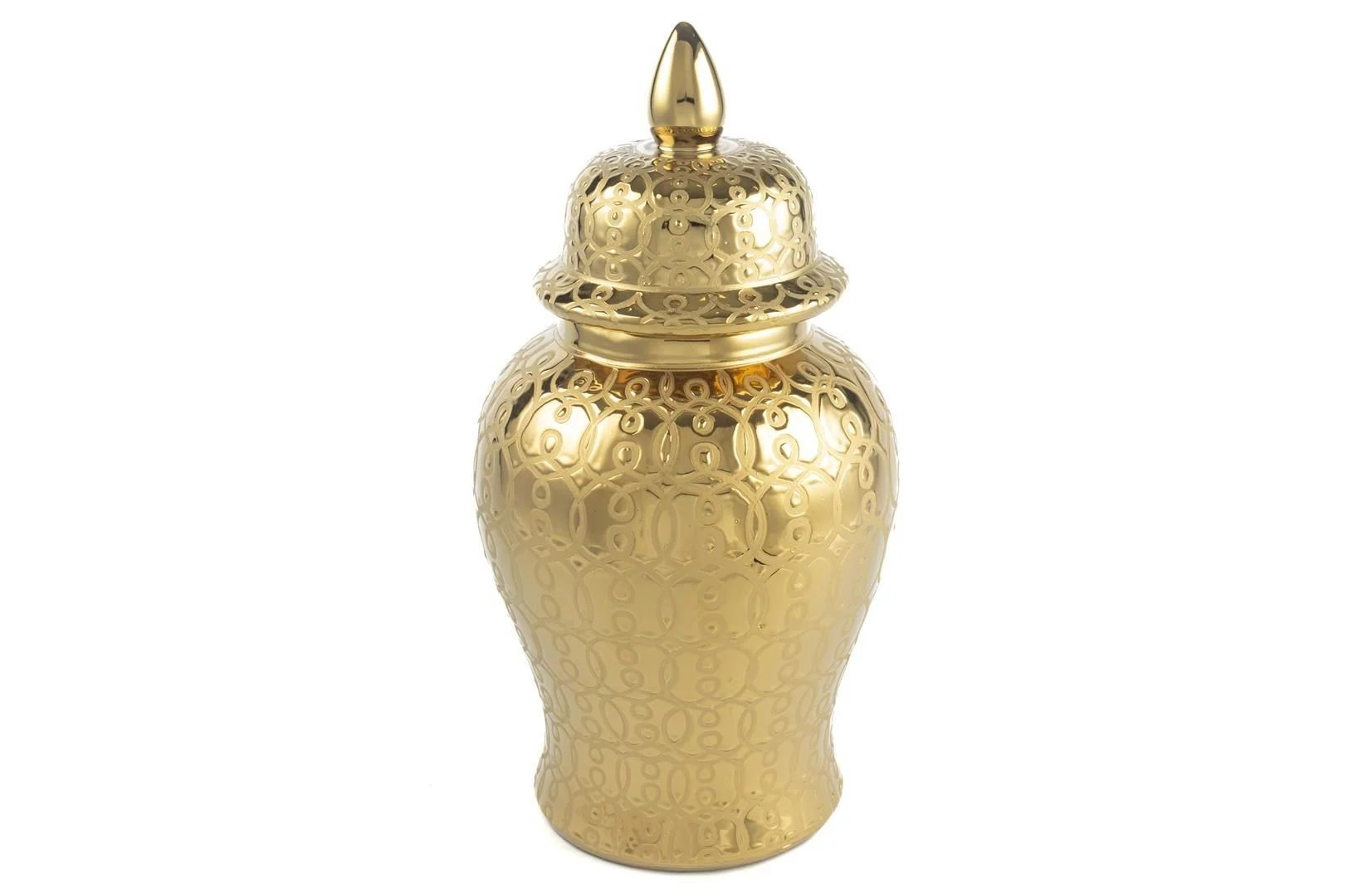 Mikasa Moor Altın Desenli Seramik Küp Kapaklı Vazo 53cm 347420