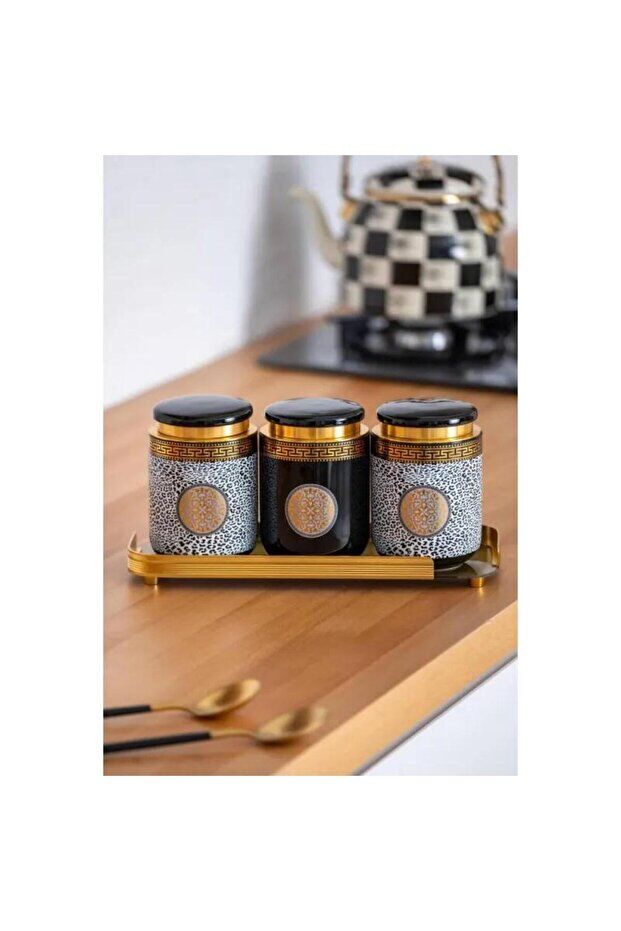 Acar Kavanoz Seti 3 Lü Sonia Cam Tepsili KOH-05018