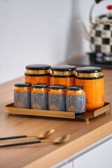 Acar Baharat Takımı 8 Parça Pansy Posy Cam Tepsili KOH-05835