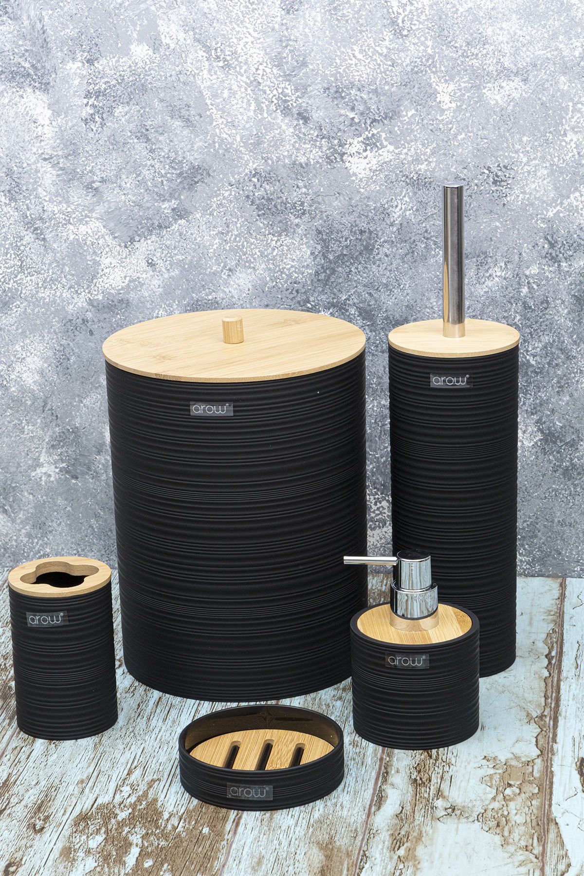 Arow Banyo Seti Jade 5 Parça Siyah TR-3040