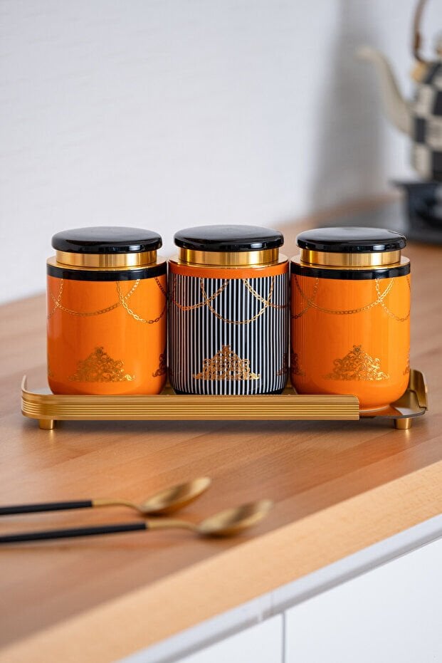 Acar Kavanoz Seti 3 Lü Pansy Posy Cam Tepkili KOH-05836