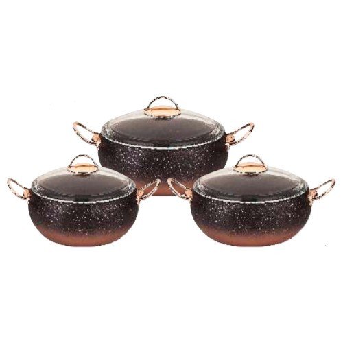 Oms 6 Parça Tencere Seti Granit Metal Kulp Küre 3031