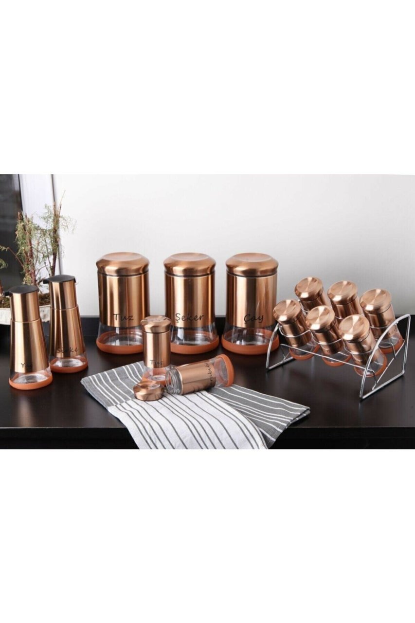 Gönül Baharat Seti Cam 13 Lü Bronz G1918