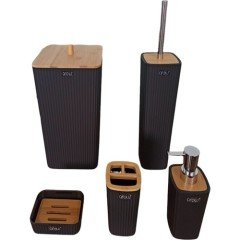 Arow Banyo Seti Akrilik 5 Parça Siyah TR-3526