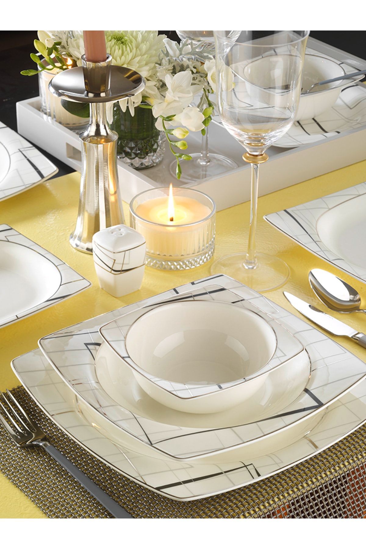 Kütahya Porselen 53 Parça İnci Bone Mare Yemek Takımı 11987