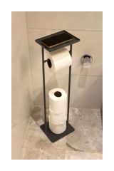 The Mia Tuvalet Kağıdı Stand Siyah 54X15X12 Cm Glv0690