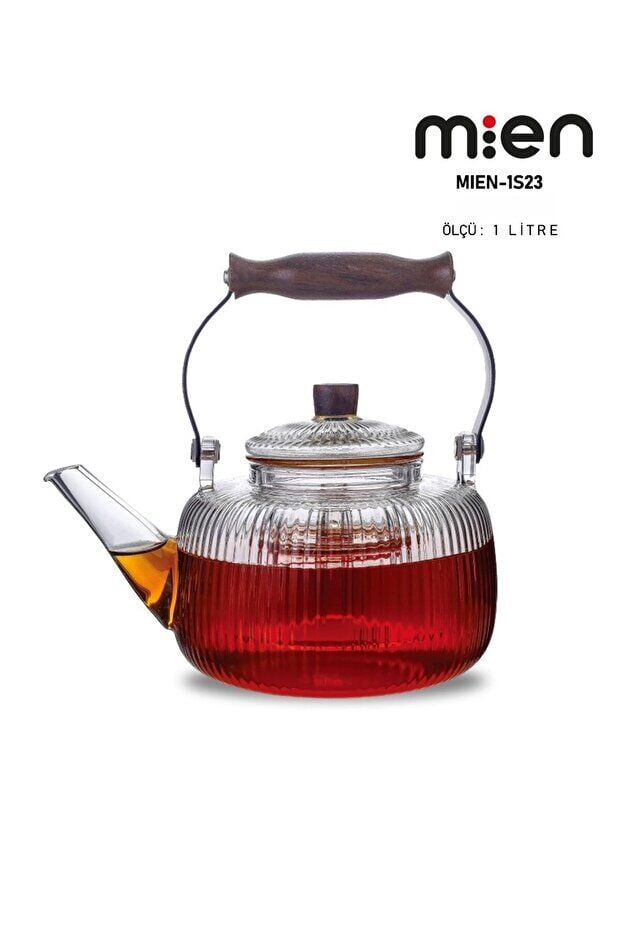 Mien Cam Demlik Çizgili Form Akasya Cure 1 Lt MIEN-1S23