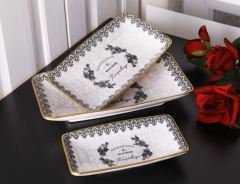 Gönül Kayık Tabak 3 Lü Dikdörtgen Rosehip G4101