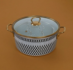 Glore Destina Premıum Emaye Siyah Desenli 22 Cm Tencere 81109