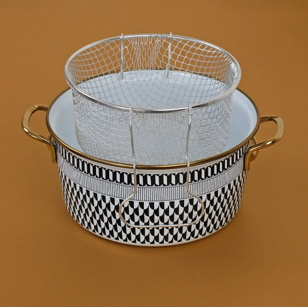 Glore Destina Premıum Emaye Siyah Desenli 22 Cm Tencere 81109