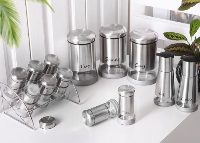 Gönül Baharat Seti 13 Lü Cam Inox G3023