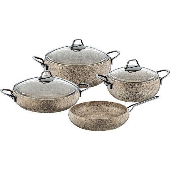 Oms Granit Kum Beji Tencere Seti 7 Parça 3051