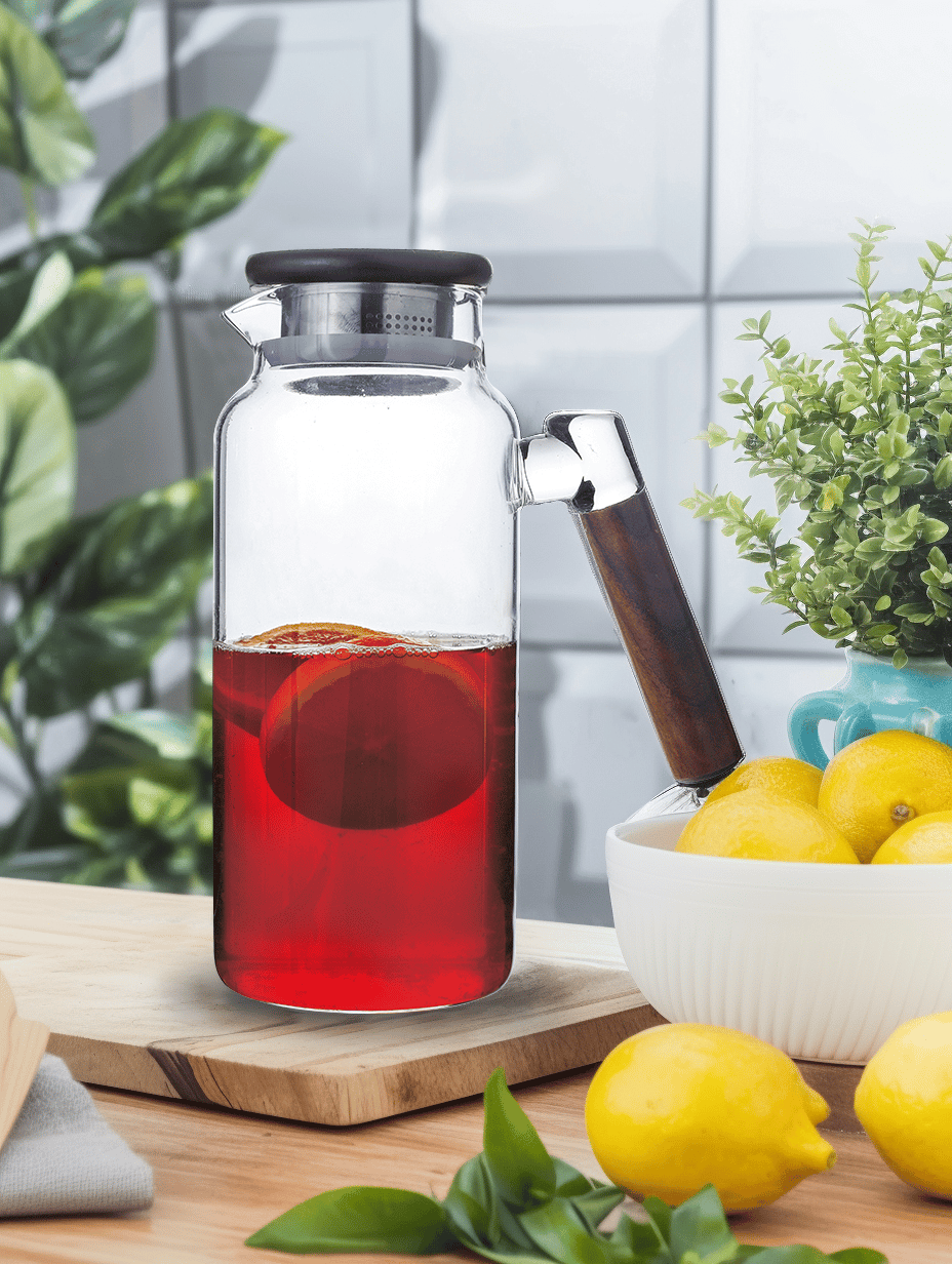 Paçi Cam Sürahi Line Akasya Kapaklı 2000 ml CAM-401365