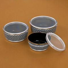 Glore Destina Emaye Vakumlu Siyah Desenli  Saklama Kabı Takımı 81127