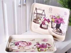 Gönül Tepsi Melamin Dikdörtgen Çiçekli 33X44 GM6001