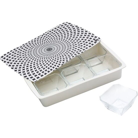 Lotus 6'lı Melamin Kapaklı Cam Kahvaltılık 37X24 Cm KVM18A166