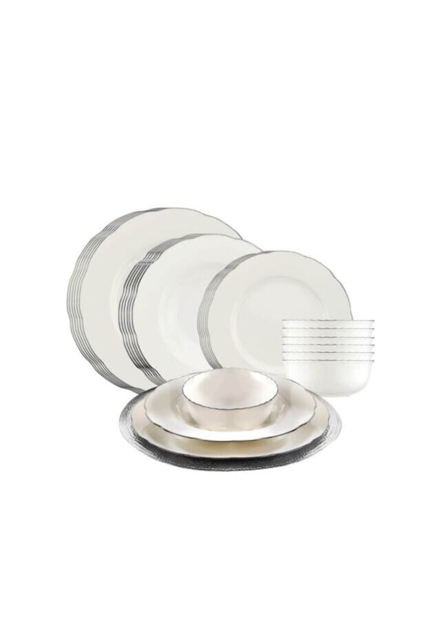 Kütahya Porselen 24 Parça Bone Olymposs Yemek Takımı Platin BNOLY24Y2220
