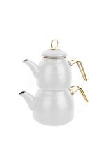 Bambum Crystal Selectıon Emaye Çaydanlık Takımı Beyaz