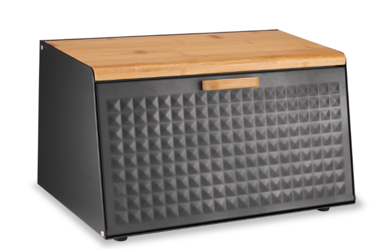 Arow Alessa Ahşap Kesme Tahtalı Lüx Siyah Ekmek Kutusu TR-4147