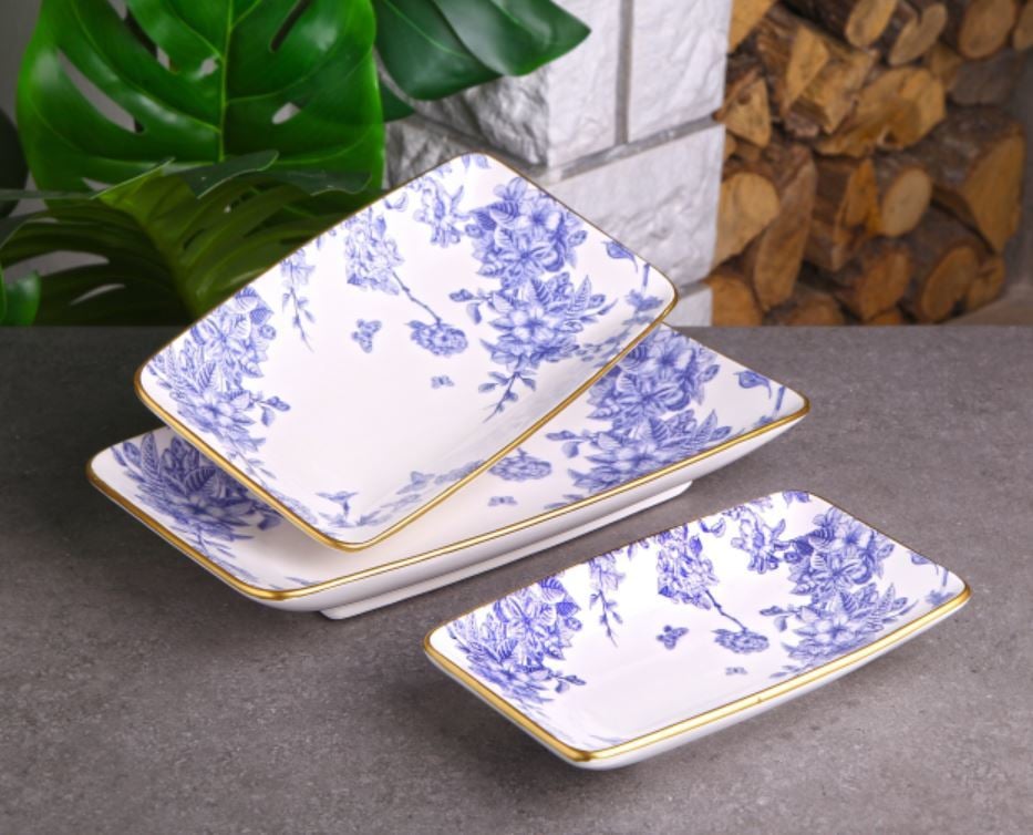 Gönül Kayık Tabak 3 Lü Dikdörtgen Spring Time G4181