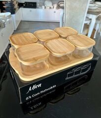 Mien 6'lı Cam Bambu Kapaklı Kahvaltılık M-0003