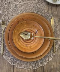 Tulu Porselen 24 Parça Deniz Reactive Kızıl Yemek Takımı