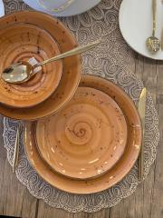 Tulu Porselen 24 Parça Deniz Reactive Kızıl Yemek Takımı