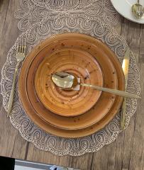 Tulu Porselen 24 Parça Deniz Reactive Kızıl Yemek Takımı