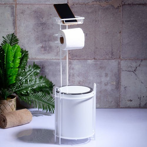 Kosova Çöp Kovası Wc Kağıtlık Standlı Beyaz B-755