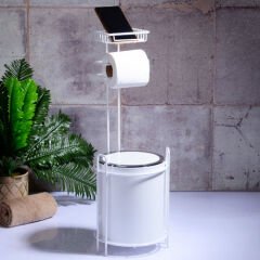 Kosova Çöp Kovası Wc Kağıtlık Standlı Beyaz B-755